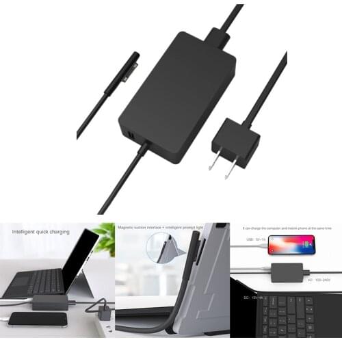 LBER 65W 15V/4A Power Adapter with USB 1.8M Laptop Charger for Surface Pro 7/Pro 6/Pro 5/Pro 4/Pro 3/Pro X/Go