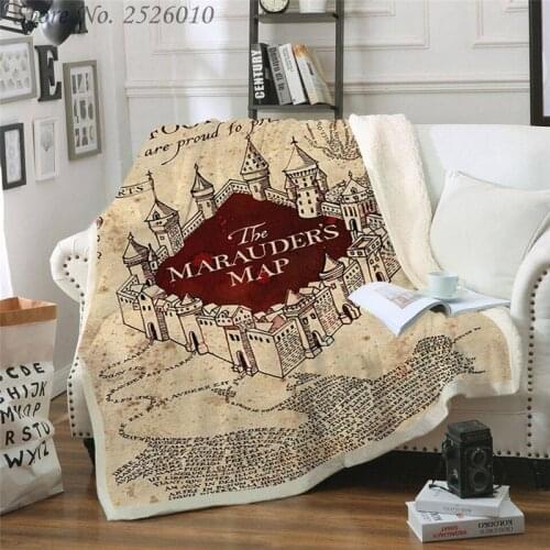 Throw blanket Castle Map 3D Velvet Plush Blanket Bedspread For Kids Girls Sherpa Blanket Couch Quilt Cover Travel 01