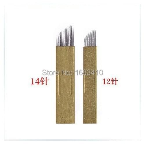 Free shipping PCD 12-14 Prong flat Permanent Makeup Manual Needle Blades