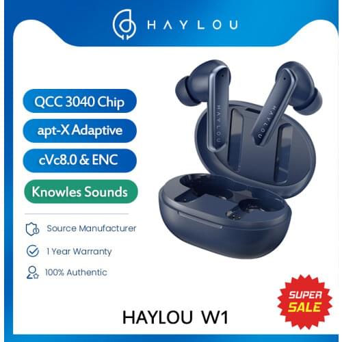 Haylou W1 Qualcomm 3040 Bluetooth 5.2 Earphone AptX Adaptive HiFi TWS Headphone Knowles Dual Balanced Armature Dynamic Earbuds
