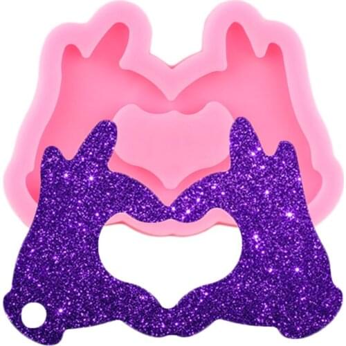 Shiny Glossy Heart Hands Keychain Mold Resin Epoxy Silicone Mould DIY Craft Necklace Charms Making Jewelry Pendant Clay Moulds