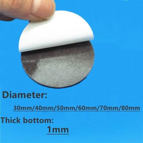 Disc Flexible Magnet 30mm 40mm 50mm 60mm 70mm 80mm with 3M self-adhesive 30x1 40x1 50x1 60x1 70x1 80x1 mm Thickness 1mm