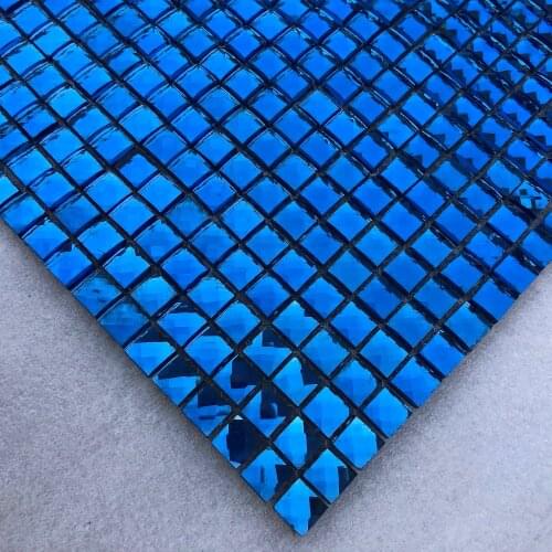 Glossy shiny Blue Glass Diamond Mirror Crystal Mosaic Sticker,Popular Bathroom cabinet Display Wall Backsplash decor wallpaper