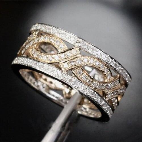 Exquisite Gold & Silver Color Promise Rings For Women Personalized Infinity Ring Vintage Jewelry Luxury Wedding Band Accessories