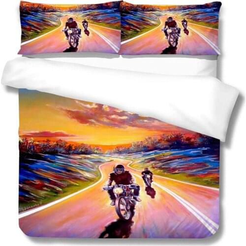 3D Motorcycle Printed Duvet Cover Set King Size Cool Fashionable Boys Room Bedclothes Queen Comforter Covers Decoration