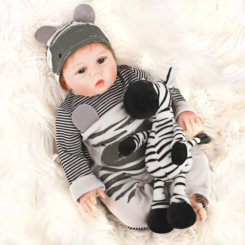 Reborn Baby Doll 22'' 55CM Lifelike Cloth Body Newborn Baby Dolls Babies Toddler Bebe Boneca Toys For Children Birthday Gifts