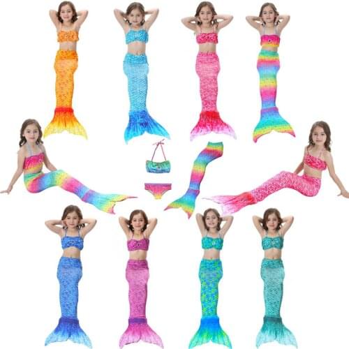 AngelGirl Mermaid Tail Swimming Costumes Cosplay Costume For Holiday Beach Clothes Mermaid Swimsuit for Kids Swimmable Dresses