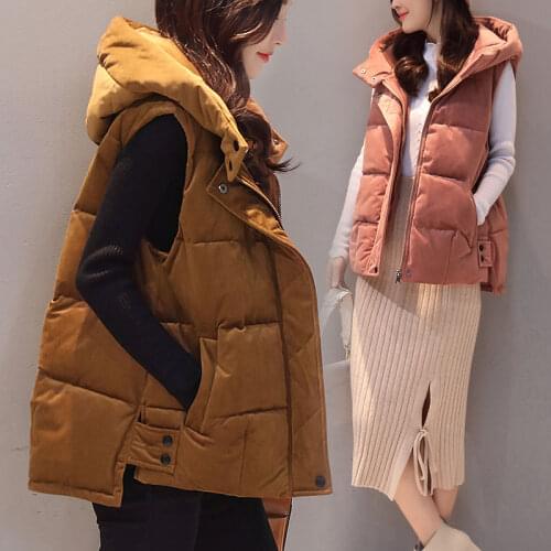 Jacket Vest Genuine Vest Womens Short Autumn Winter down Cotton-Padded Loose by Cotton-Padded Jacket Vest Chaleco Mujer
