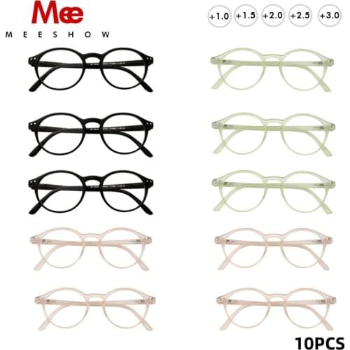 Meeshow ReadingGlasses 10PCS Retro Transparent Fashion Eyeglasses Lesebrillen Mixed Colors Mixed Power Wholesale Reading Glasses