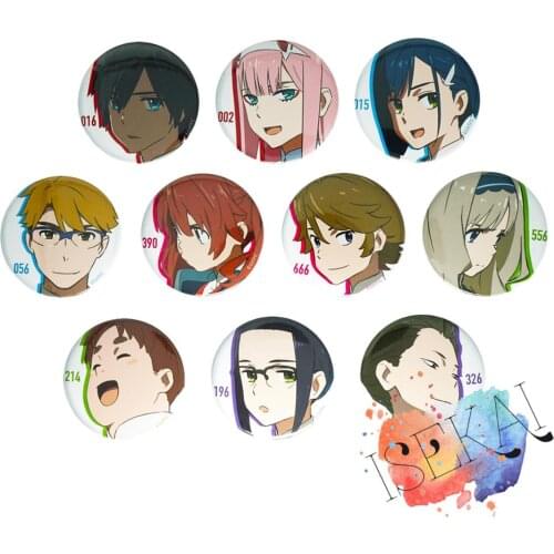 DARLING in the FRANXX Anime Badge CODE: 002 Zero Two HIRO ICHIGO Kokoro Miku Goro Zorome Metal Badge Brooch Pins