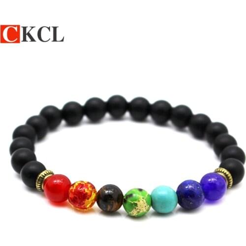 Mens Beads Buddha Charm Bracelet Purple Colorful Black Lava Natural Stone Yoga Hologram 7 Chakra Bracelet For Women