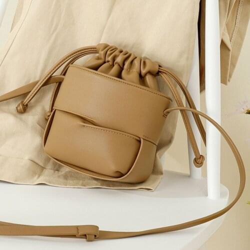 New Korean Drawstring Tied Bucket Bag Women Bags Simple Mini Large Capacity Messenger Bag Shoulder Bag