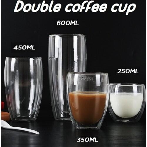 New 1/4/6Pcs Heat Resistant High Boron Silicon Glass Egg Cup Creative Double Glass Coffee Cup Beverage Cup 80/250/350/450/600ML