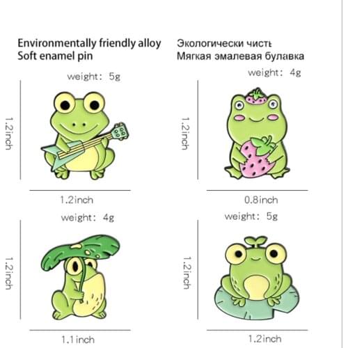 New 20Pcs Strawberry Guitar Frog Alloy Brooch Lapel Pin Action Figure Toy