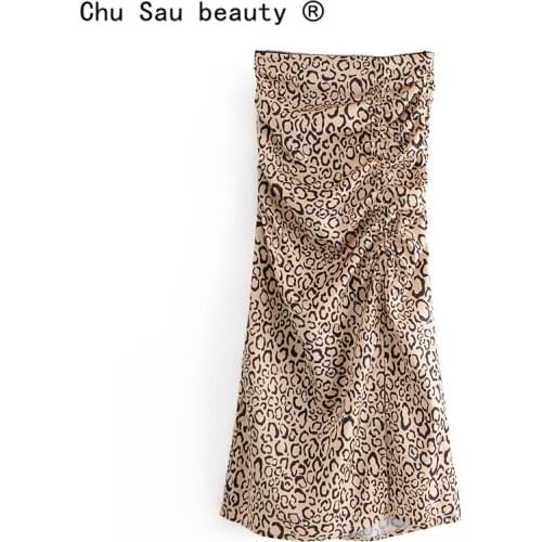 New Fashion Sexy Chic Leopard Print Split A-line Skirt Women Party Eveing Style High Waist Midi Skirts Female Falda De Moda