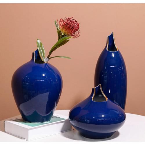 Pure color simple ceramic vase Jingdezhen Ceramic home soft flower arrangement dry flower jewelry