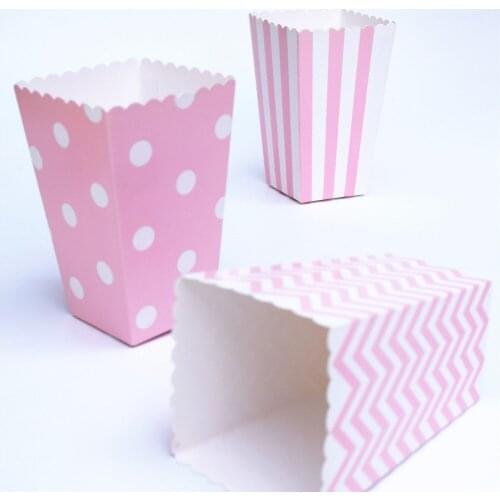 Wholesale Popcorn box golden sliver chevron stripes dot Gold Gift Box Party Favour Wedding Pop corn kid party decoration