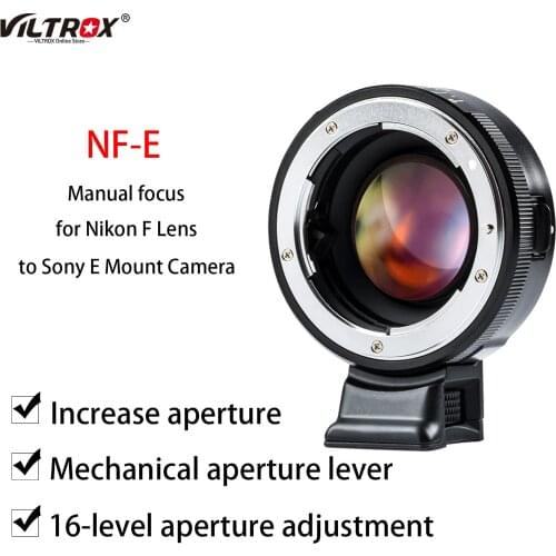 VILTROX NF-E 0.71x Focal Length Reducer Speed Booster Mount Adapter Ring Lens Adapter for Nikon F Lens to Sony E Mount A7 Camera