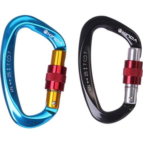 25kn Professional Climbing Carabiner D Shape Aviation Aluminum Safety Lock Outdoor Climbing Ascend Mountaineering Equipment