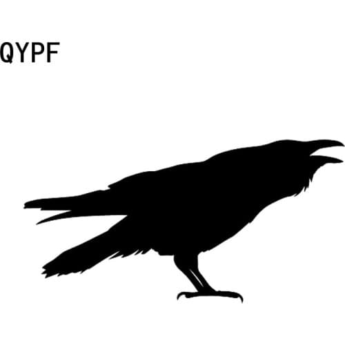 QYPF 17cm*8.6cm Cartoon Fun Animal Crow Bird Vinyl Car-styling Car Sticker Decal Black Silver Decor C15-1157