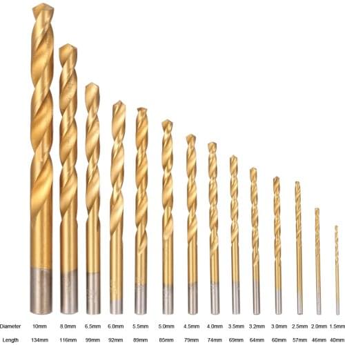 99pcs HSS Titanium Coated Twist Drill Bit Set 1.5-10mm Twist Drills Bits Kit with Case Box