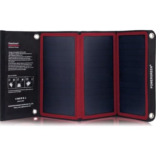PowerGreen Universal Folding Phone Solar Charger 21W Solar Energy Bank External Battery Panel Cell for Android for Apple