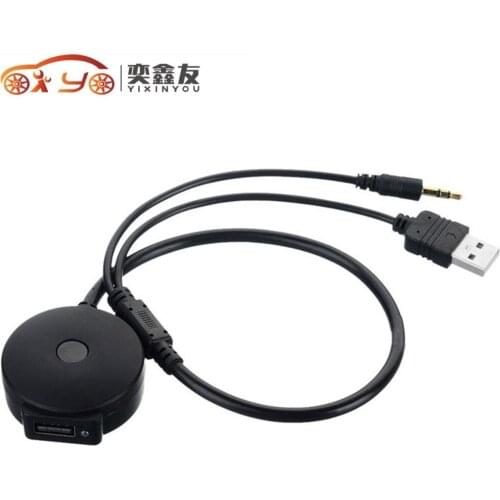 USB & 3.5mm AUX to Bluetooth Audio Aux & USB Female Adapter Cable For Car BMW & Mini Cooper