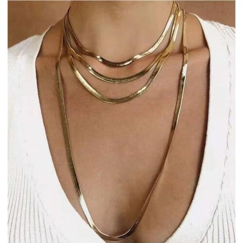 Cuban Punk Multilayer Snake Chain Necklace Necklace Steampunk Collar Chunky Chain Necklace for Women Jewelry 2021