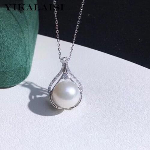 YIKALAISI 925 Sterling Silver Necklaces Jewelry For Women 12-13mm Big Oblate Natural Freshwater Pearl Pendants 2021 Wholesales