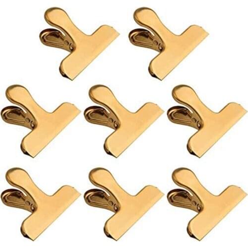 Chip Bag Clips,8 Pack Large Golden Stainless Steel Air Tight Bag Clip Perfect for Kitchen &Office (8 Pack)