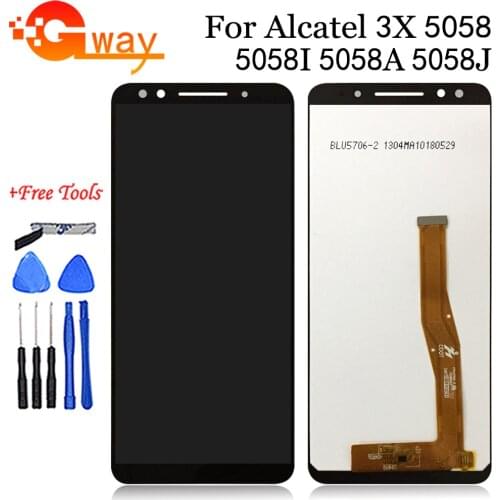 5.7" for Alcatel 3X 5058 5058A 5058I 5058J 5058T 5058Y LCD display touch screen components digitizer assembly repair parts+tools