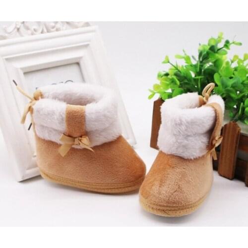 Winter baby snow boots bow tie back mid tube boots baby walking Anti-slip Toddler Shoes