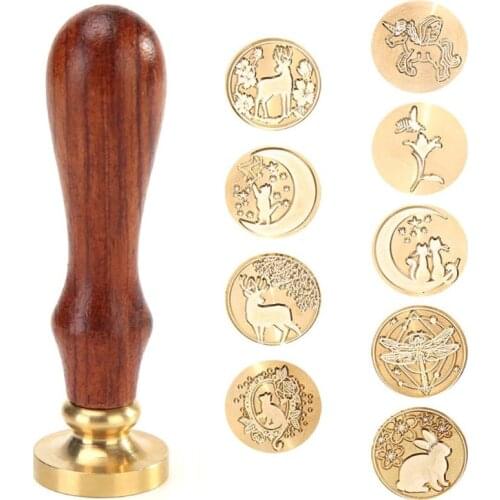 1pc Fire Paint Seal Wax Seal Stamp Head Wooden Handle Set For Wedding Christmas Invitation Signature Kids Toy