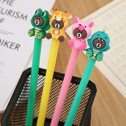10pcs/set Hanging Bear Gel PenKawaii Stationery Cute Pens Novelty Cartoon Kawaii Pen Black Ink Gel Pens Learning Office Supplies