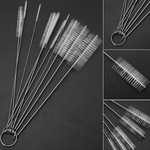10PCS Nylon Stainless Steel Cleaning Brushes Test Tube Bottle Straw Multifunction Washing Cleaner Bristle Kit Pipe Bong Cleaners