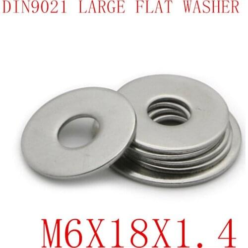 100pcs DIN9021 M6 6mmx18mmx1.4mm stainless steel large flat washer