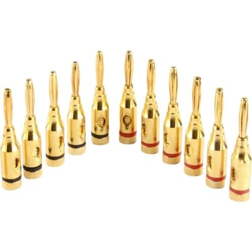 12Pcs No Welding Audiophile 4MM Gold-plated Audio Speaker Plug Amplifier Connector Accessories