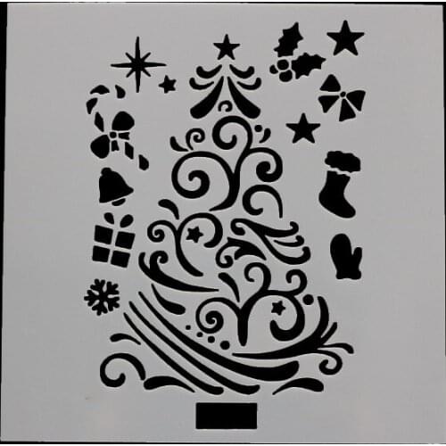 13*13 Christmas tree pvc Layering Stencils for DIY Scrapbooking/photo album Decorative Embossing DIY Paper Cards Crafts