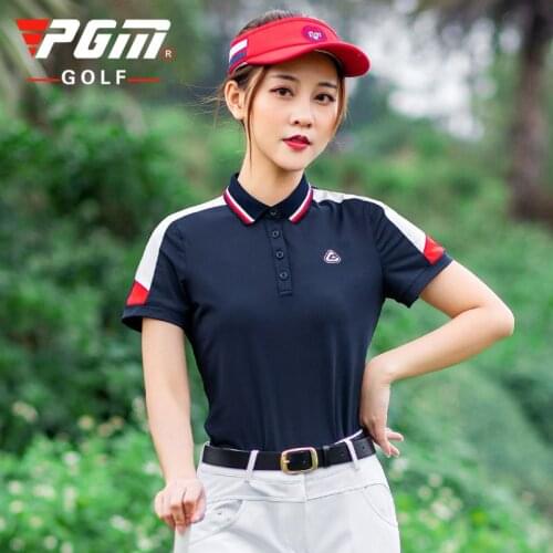 2020 PGM New golf clothing ladies summer stitching short sleeve golf T-shirt breathable Quick Dry sports clothes top S-XL