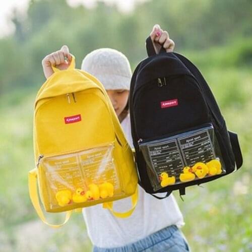 2021 ins street shooting backpack female Harajuku Japanese college transparent duck school bag middle school student backpack