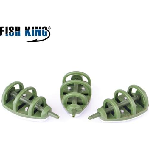 FISH KING 3PCS/LOT Lead Weight 30G-80G Feeder bait cage carp fishing accessory Stainless steel cage hooks group for Carp Fishing