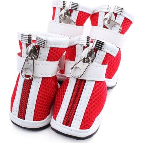 4pcs Breathable Dog Shoes Non-Slip Waterproof Boots Breathable Rain Wear Paws Protector Outdoor Sock for Small Medium Large Dogs