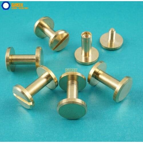 50 Set 10*10mm Solid Brass Rivet Chicago Screw for Leather Craft Belt Wallet / Flat