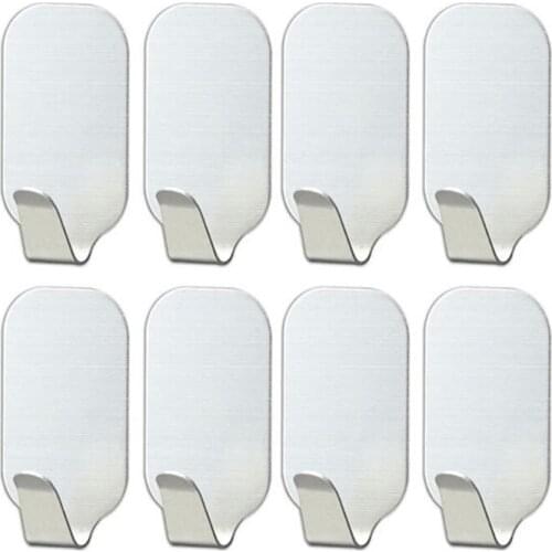 8 Pcs Wall Mounted Punch-Free Coat Rack Non-Marking Sticky Single Hook Clothes Pegs Smooth Finish Decorative Household