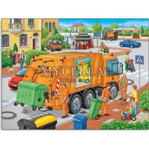 5d Diy Diamond Painting Garbage truck Diamond Embroidery Full Needlework Rhinestone Mosaic Picture Wall Stickers Christmas Gift