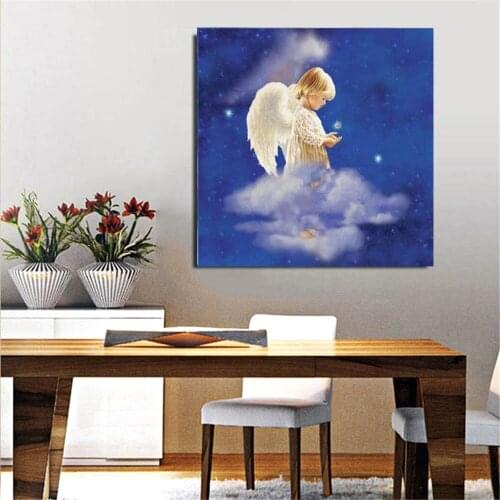 New Hot 5D DIY Diamond Embroidered Angel Baby Girl Full Square Diamond Painting Religious Home Decoration Mosaic Christmas Gift