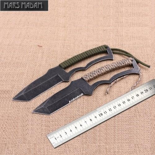 Free shipping Sharp serrated knife blade Stainless steel outdoor camping knife Hunting knife and woodworking tools