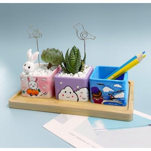 Cement Flowerpot Silicone Molds Diy Succulent Potted Plant Cartoon flowerpot mold