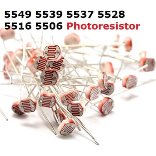 Free Ship 20pcs Photoresistors GL5537 GL5528 GL5506 GL5516 GL5549 GL5539 5MM Photoresistor 5549 5539 5537 5528 5516 5506