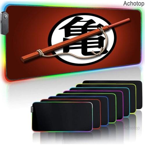 Goku Anime RGB Backlit Mouse Pad Otaku XL Keyboard Computer Desk Mat Glowing Usb Led Gaming MousePad For Gamer And Cartoon Fans